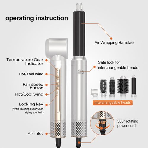 6-in-1 Hair Dryer with High-Speed Curling and Straightening Blow Dryer for Multi-Purpose Hair Care