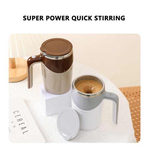 Smart Self-Stirring Coffee Mug Portable 304 Stainless Steel with Handle and Lid