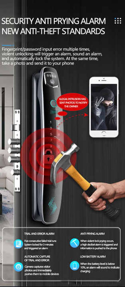 Fingerprint Digital Lock with Camera with Visual Intercom Figure 3D Face Recognition Smart Door Lock