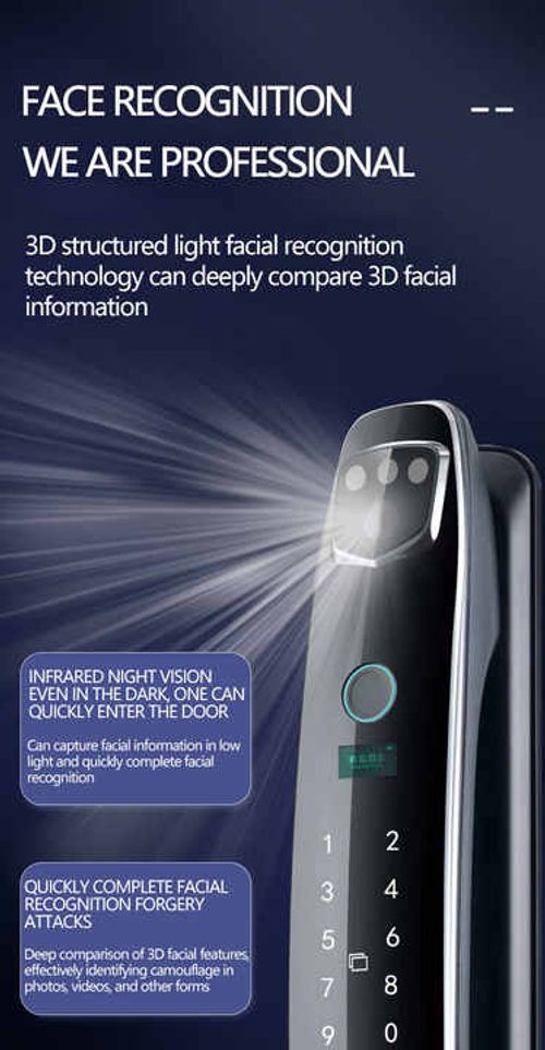 Fingerprint Digital Lock with Camera with Visual Intercom Figure 3D Face Recognition Smart Door Lock