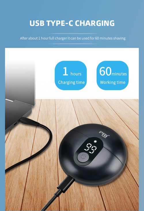 Wet & Dry Rotary Razor Waterproof Portable Travel Razor Men's Rechargeable Razor