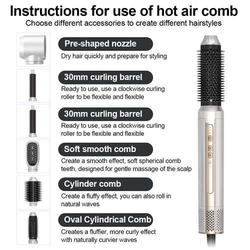 6-in-1 Hair Dryer with High-Speed Curling and Straightening Blow Dryer for Multi-Purpose Hair Care