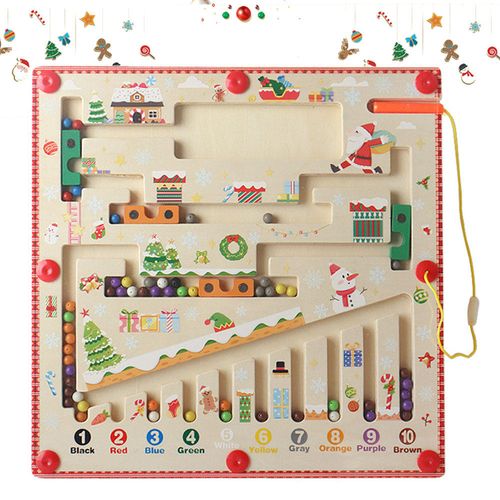 Young children wooden color numbers cognitive classification magnetic organs maze children educational toys