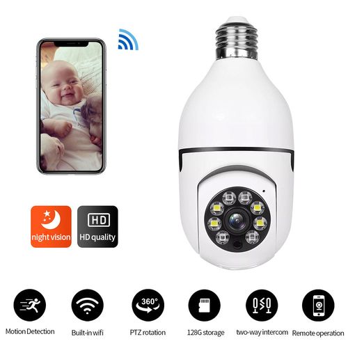 Intelligent 360 panoramic CCTV wireless network camera PTZ bulb camera