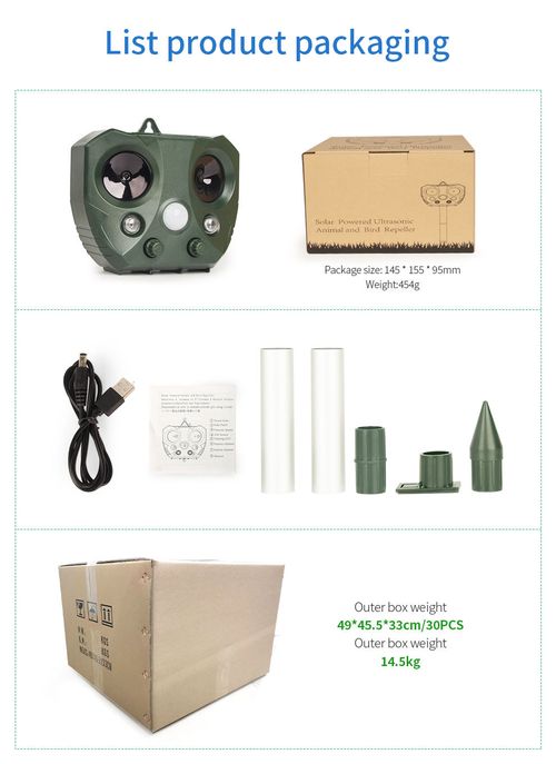 Ultrasonic Mouse Repeller Outdoor Solar Animal Repeller Infrared Sensor Flash Bird Repeller