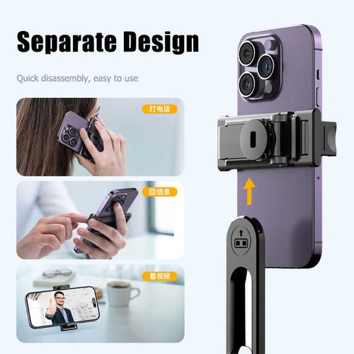 Foldable mobile stand tripod wireless selfie stick with shutter bluetooth, 360 degree rotation free shooting
