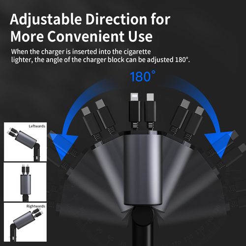 new design cable storage light emitting diode digital display quick adapter 2 port c type pd car station charger