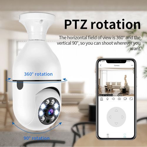 Intelligent 360 panoramic CCTV wireless network camera PTZ bulb camera