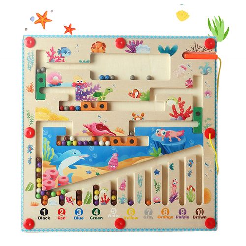 Young children wooden color numbers cognitive classification magnetic organs maze children educational toys