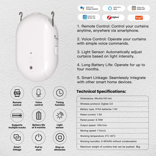 Smart Electric Curtains Robot Timer Auto Opener Shorter Light Sensor Application Remote Controller