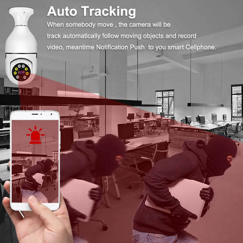 Intelligent 360 panoramic CCTV wireless network camera PTZ bulb camera