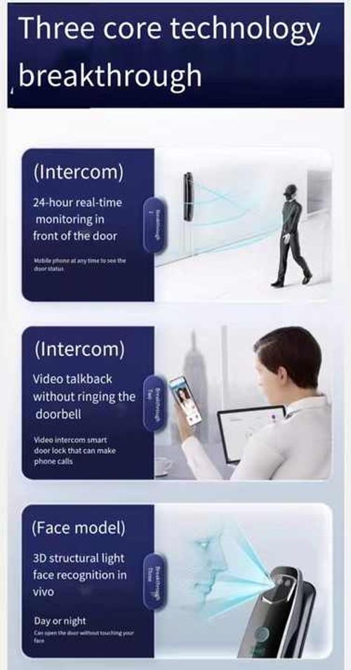 Fingerprint Digital Lock with Camera with Visual Intercom Figure 3D Face Recognition Smart Door Lock