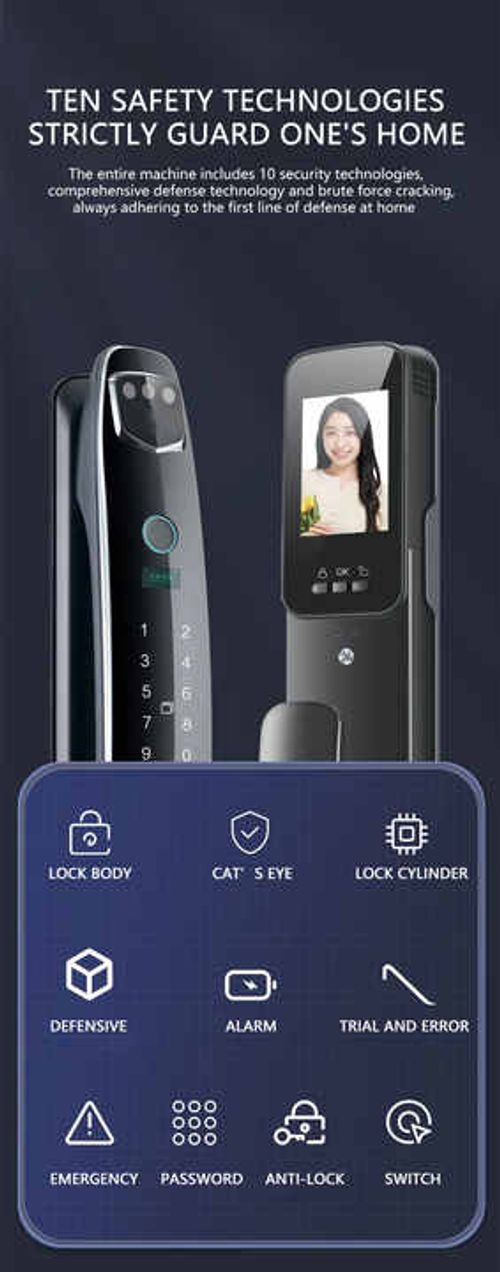 Fingerprint Digital Lock with Camera with Visual Intercom Figure 3D Face Recognition Smart Door Lock