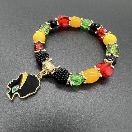 New men's and women's accessories black history moon gold acrylic bracelet