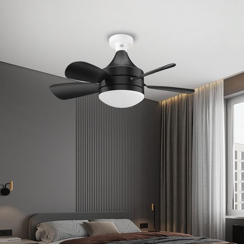 Socket Fan Light,Small Ceiling Fans with Lights and Remote, Dimmable LED Light Bulb Fan with 5 Fan Speeds, Socket Ceiling Fan for Bedroom, Kitchen, Living Room, Closet & Garage (Black)