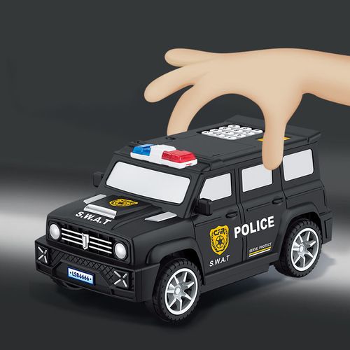 Intelligent fingerprint touch with combination lock multifunctional children's toys police car deposit box