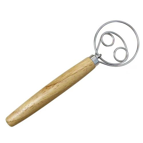 Rubberwood Handle Stainless Steel Coil Beater Manual Whisk Kitchen Baking Tools