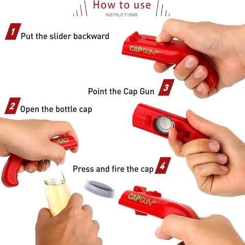 Creative Cap Gun Beer Bottle Opener, Rustproof ABS Ejectable Cap Launcher