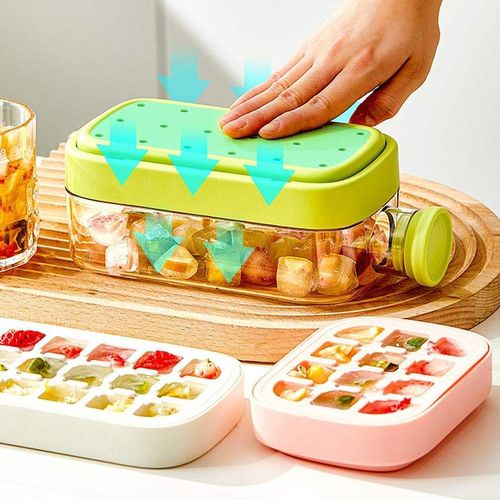 2-in-1 Portable Ice Mold & Water Jug, Press Injection Ice Cube Tray, Stylish Household Ice Maker Bucket