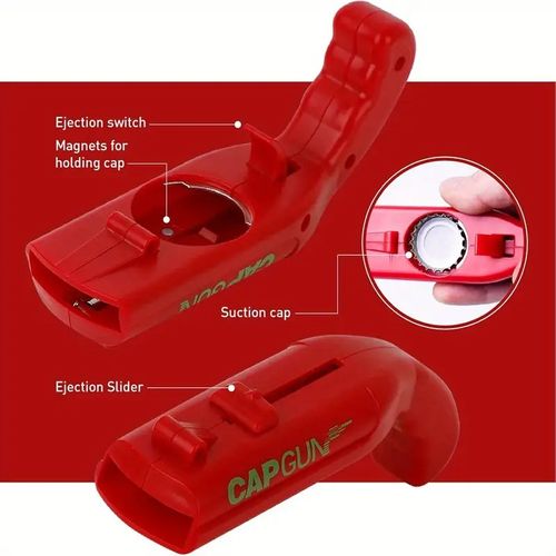 Creative Cap Gun Beer Bottle Opener, Rustproof ABS Ejectable Cap Launcher