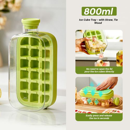 2-in-1 Portable Ice Mold & Water Jug, Press Injection Ice Cube Tray, Stylish Household Ice Maker Bucket