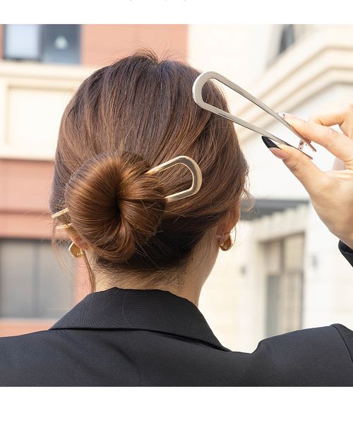 U-shaped metal hair pin, light luxury alloy hair stick, bun updo holder
