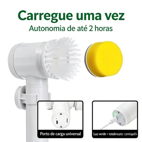 Acompanha 5 cabeçotes + cabo de carregamento! Escova de limpeza elétrica sem fio à prova d'água, limpa gordura, calcário, cantos e sapatos.