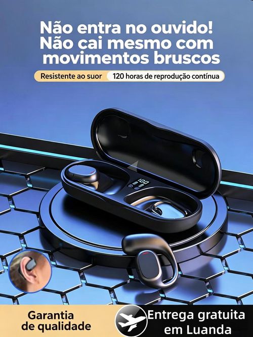 Auriculares Bluetooth de encaixe, cancelamento de ruído ENC para chamadas, bateria com autonomia ultralonga de 120 horas, resistência à água e ao suor IPX6.