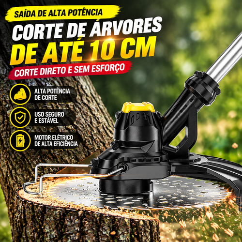 Roçadora Elétrica Sem Fio 6.0Ah – Motor Brushless, Cortador de Mato Multifuncional para Quintal e Jardim