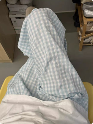 藍色格子闊腿褲女夏天褲子薄款睡褲高腰直筒遛彎褲休閒冰絲山本褲