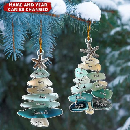 Familie Seeglas Weihnachtsbaum - Personalisiertes Weihnachtsornament aus Acryl