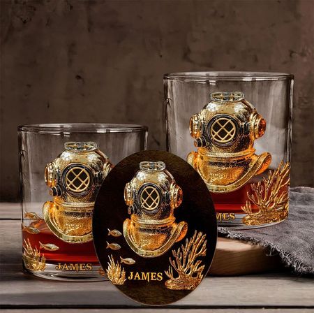 Gift for diving lovers – Personalized Scuba Diving Whisky Glass