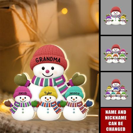 Grandma Grandkids Snowman Together - Personalized LED Light Box