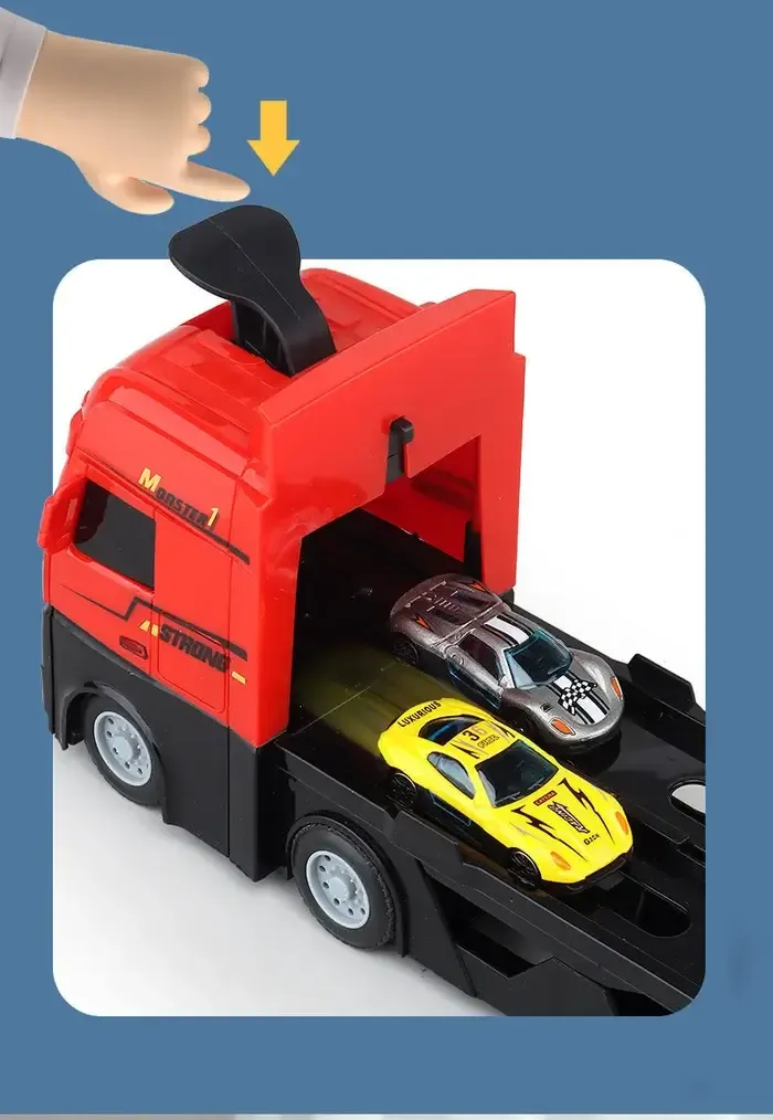 🎁New Design Hot Sale🔥Mega Hauler Truck With Ejection Race Track