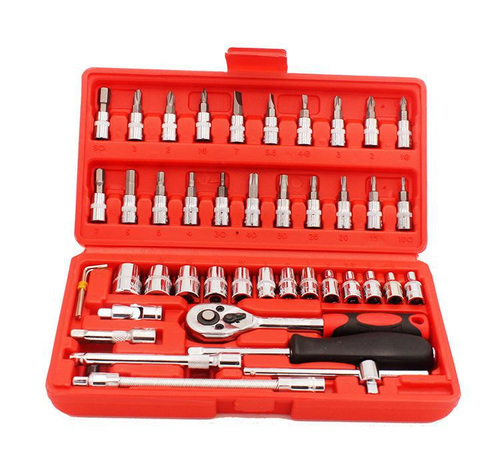 46-piece Auto Repair Combination Ratchet Wrench Toolbox, Auto Maintenance Vehicle-mounted Socket Repair Set Tools Kit