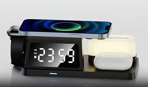 Hot Sell🔥🔥Charging Station with Clock, Wireless Charger with Night Light（Fast Charging)⚡