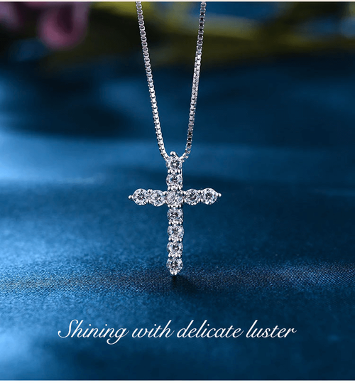 Hot Sale🔥🔥 Moissanite Inlaid Silver Cross Necklace