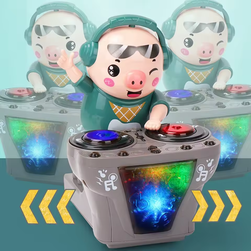 DJ Pig Electric Cartoon Piggy Dolls Disc Swing With Lights Music Toys for Boy Girl Christmas Gifts Children's Dancing Rock