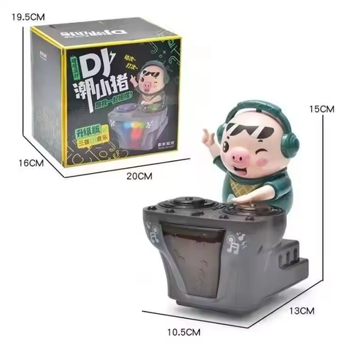 DJ Pig Electric Cartoon Piggy Dolls Disc Swing With Lights Music Toys for Boy Girl Christmas Gifts Children's Dancing Rock