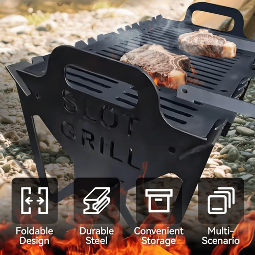 Slot Grill - Collapsible BBQ Grill for Easy Storage Steel