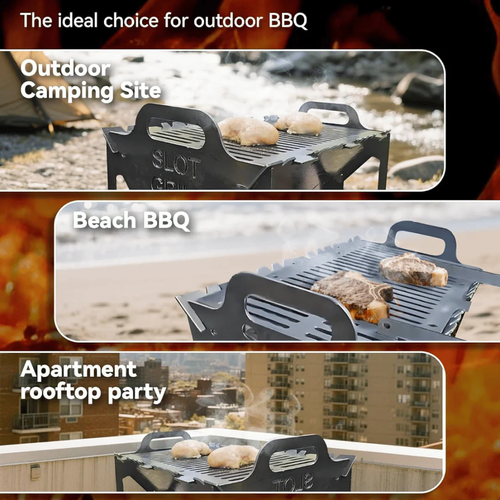 Slot Grill - Collapsible BBQ Grill for Easy Storage Steel