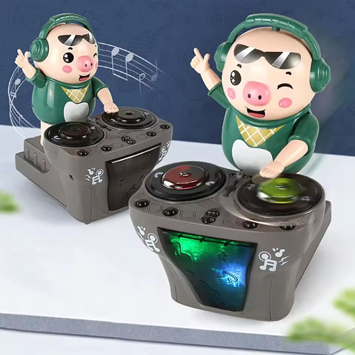 DJ Pig Electric Cartoon Piggy Dolls Disc Swing With Lights Music Toys for Boy Girl Christmas Gifts Children's Dancing Rock