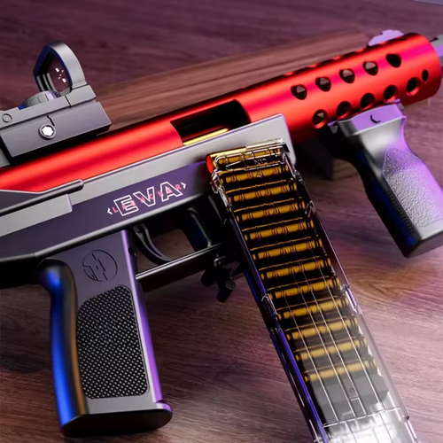 Children's TEC9 Assault Submachine Toy Gun Manually Loaded Shell Soft-Bullet Suitable for Outdoor Shooting Games Christmas Gifts