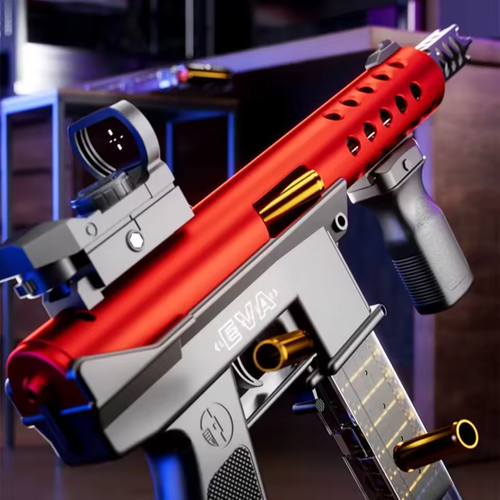 Children's TEC9 Assault Submachine Toy Gun Manually Loaded Shell Soft-Bullet Suitable for Outdoor Shooting Games Christmas Gifts