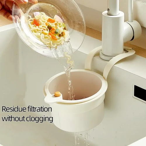 Hanging Sink Drain Basket with Bottom Release – Multi-Purpose Kitchen Strainer for Leftovers, Fruits, Tea & Cleaning Tools