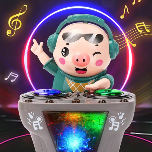 DJ Pig Electric Cartoon Piggy Dolls Disc Swing With Lights Music Toys for Boy Girl Christmas Gifts Children's Dancing Rock