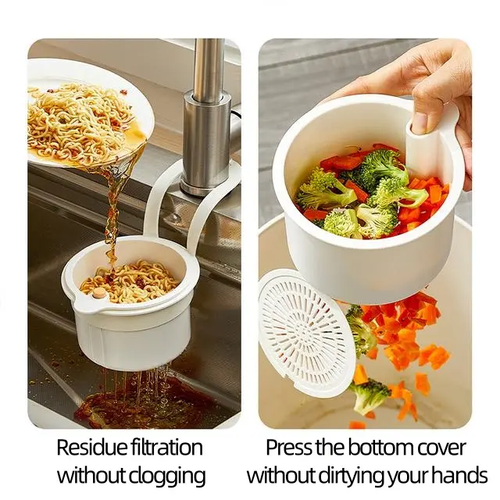 Hanging Sink Drain Basket with Bottom Release – Multi-Purpose Kitchen Strainer for Leftovers, Fruits, Tea & Cleaning Tools