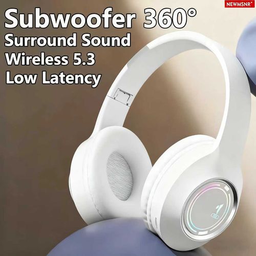 NEWMSNR subwoofer 360° Wireless Bluetooth Headphones Colorful Light Headset Sports Gamer Earphone