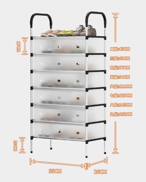 6-Tier Shoe Storage Rack with Flip-Up Frosted Door Panel, Upgraded Reinforced Construction for Durable Use