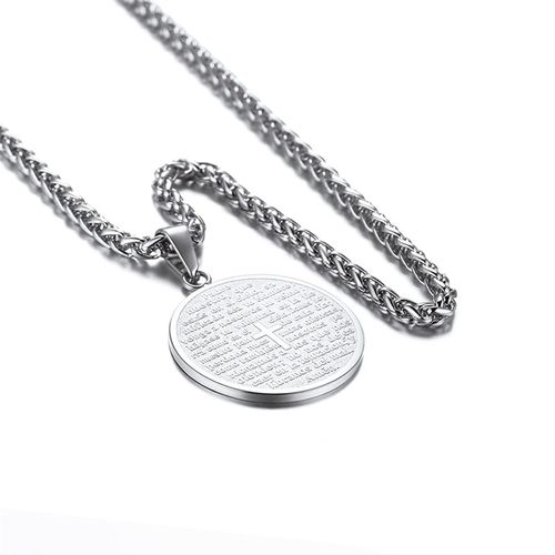 Christian Religious Stainless Steel Cross Pendant | Initial Disc Necklace - Faith-Inspired Gift